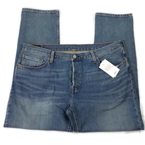 Levi's 501 CT Medium Wash Button Fly Tapered Leg Denim Jeans Mens 38x28.5 NWT - Picture 4 of 16